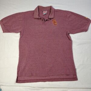 VINTAGE Nike Team Sports USC Trojans Polo Shirt Mens Large Maroon NCAA Cotton